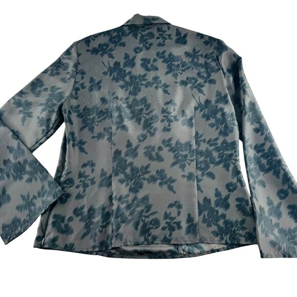Nine & Company Womens Floral Blazer Jacket Size 12 Polyester Teal & Gray - Picture 4 of 5